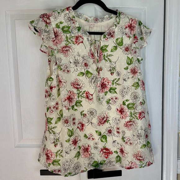 Skies are Blue Candice Flutter Sleeve Floral Top - L - Picture 1 of 9